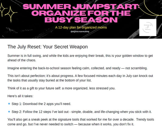 summer organization plan